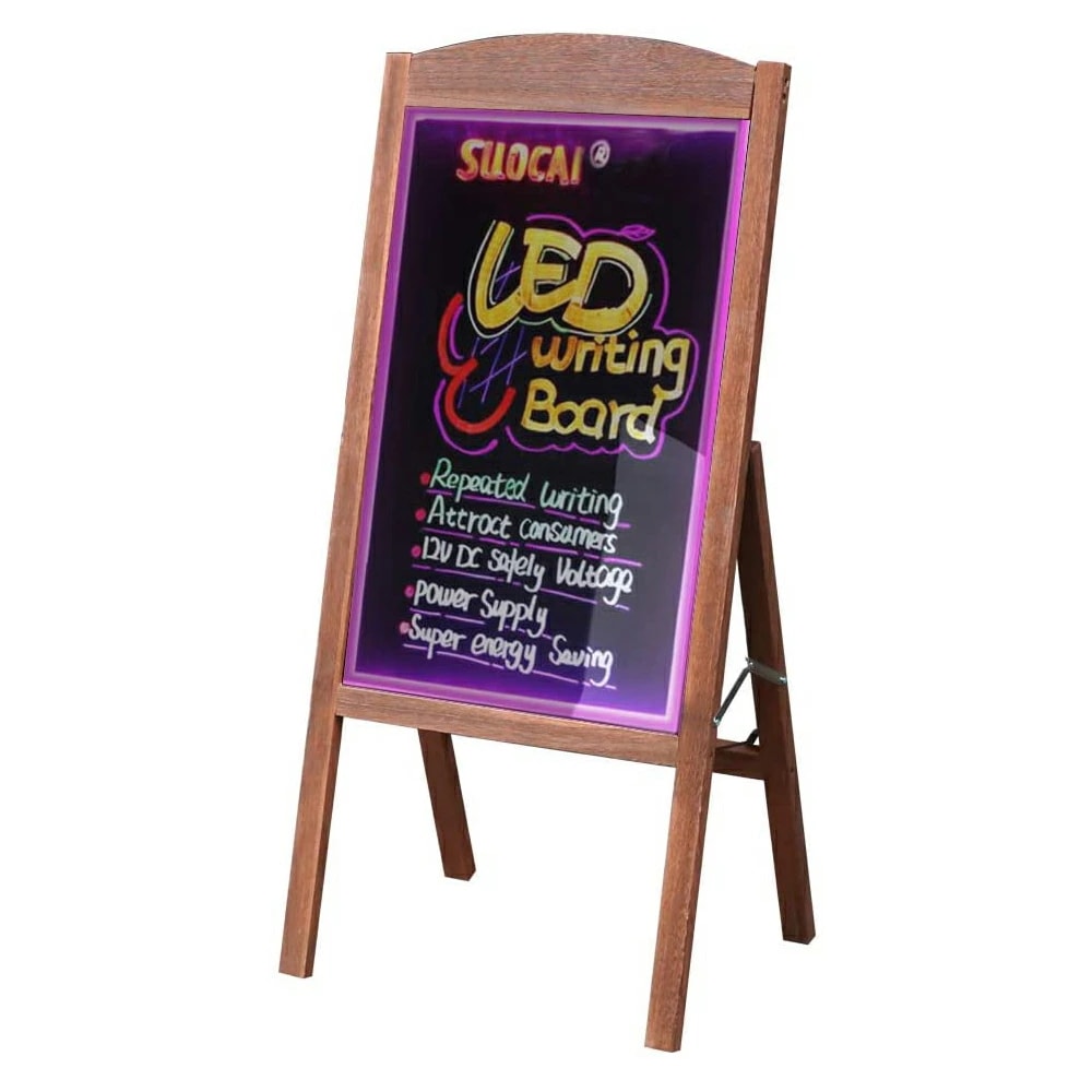 LED 立て看板 A型 光る看板 看板 スタンド 屋外 高さ90cm 木製 ウェルカムボード メニューボード 電飾看板 リモコン付き 折り畳み可能 手書き看板 黒板 カフェ サロン バー