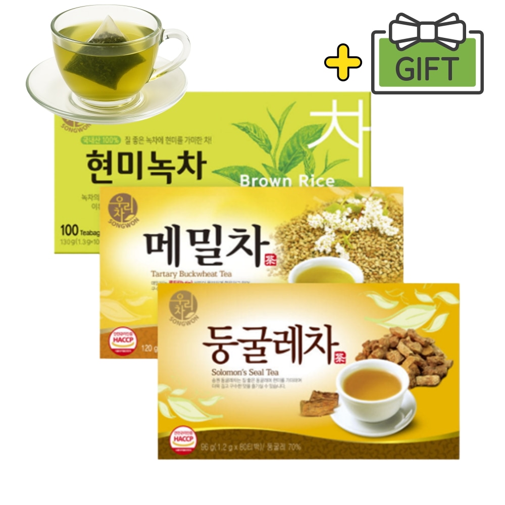 [260包] 韓国伝統茶 お得セット (玄米緑茶100包 + ドゥングレ茶80包 + そば茶80包) 健康茶 ティーバッグ 香ばしい 韓国食品