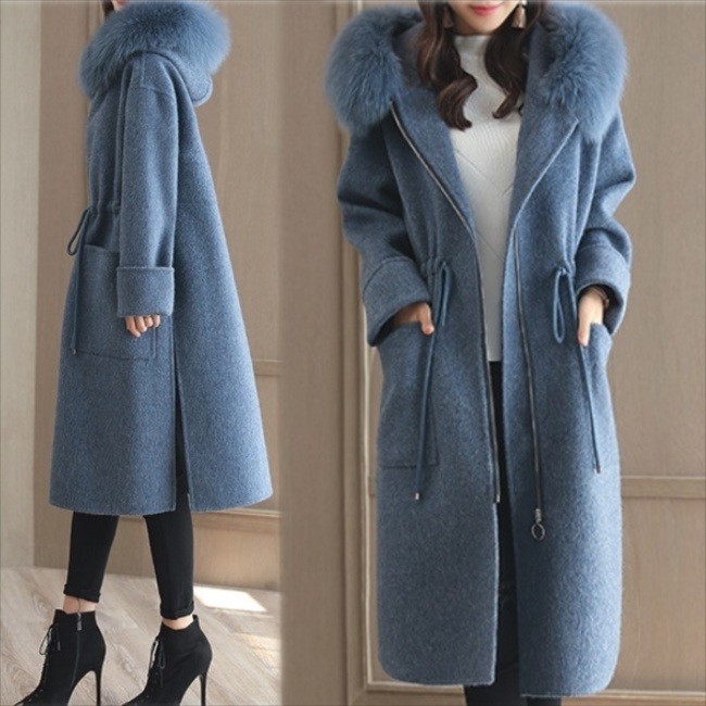 くすみカラー 40代 おしゃれ 人気 ウエストマーク 青 10代 ラグジュアリー 20代 かわいい ブルー ゆったり 防寒 レディースファッション 大人女子 上着 スリット ファー お呼ばれ ジャケッ