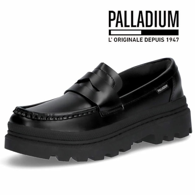 パラディウム 厚底 レザーシューズ レディース パラトルーパー MOC ローカット 靴 スリッポン ローファー カジュアルシューズ チャンキーソール マニッシュシューズ 74371 008 ブラック