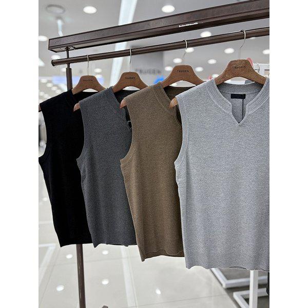 メンズウール混シャツレイヤードVネックニットセーターベスト3カラー