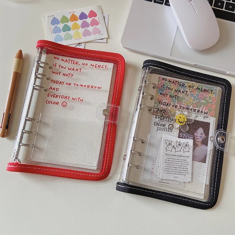 【20点セット】【急速出荷】新タイプ入荷 手帳 クリアラメバインダー 透明ラメバインダー 韓国 シール ステッカー ダイアリー トレカ デコ トレカ バインダー コレクトブック A5 ファイル 収納