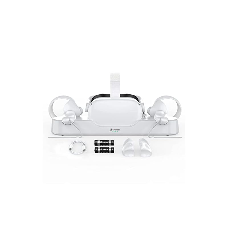 Smatree Quest 2用の充電ドック,VRヘッドセットとTouchコントローラーを同時に充電でき（充電できコントローラーバッテリー２個付き） Quest2向けのストラップにも適用,クエスト2用