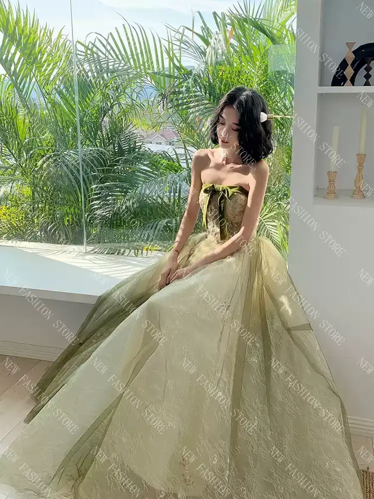 イブニングドレス女宴会パーティープリンセススカート胸ぬぐい-38