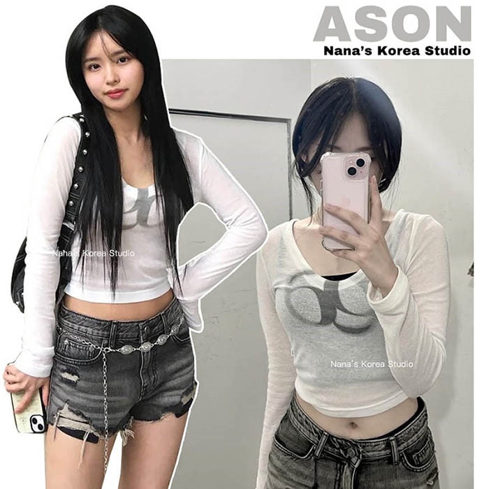 SEE-THROUGH T + FREE OMAKE 透け感Tシャツ シアーTシャツ シースルーTシャツ フェミニンコーデ クロップドTシャツ カジュアルTシャツ Y2Kファッション 並行輸入品