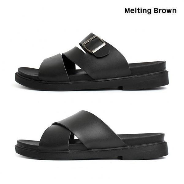 男性用デイリー牛革クッションスリッパ 2TYPE