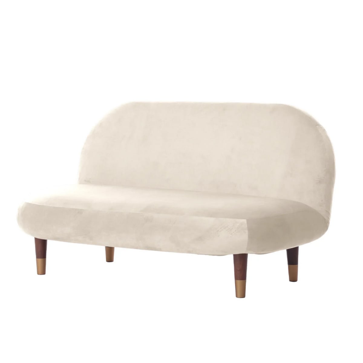 【I】【代引不可】セルタン ラウンドソファ 2人掛け ベロア アイボリー A1465 くすみカラー かわいい ソファ コンパクト 一人暮らし ワンルーム【代引不可/沖縄・離