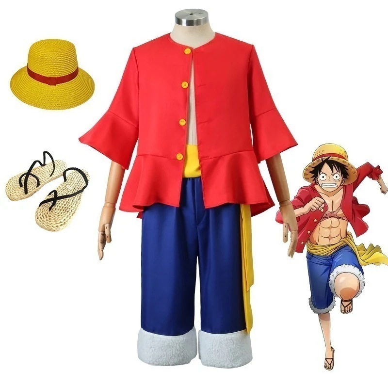 ルフィcos服ワンピース服二後二代コスプレ服麦わら帽子靴道具服