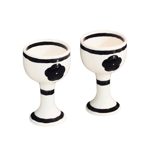 [walwalstudio]ドローイングフラワー ミニワイングラスセット（2個）／韓国デザインのかわいいペアグラス