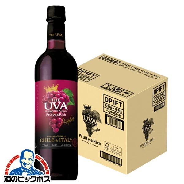 赤ワイン ブレンドワイン【本州のみ 送料無料】サントリー THE UVA ザ ウーヴァ フルーティ＆リッチ ペット 720ml×1ケース/12本(012)『ASH』 6,382円