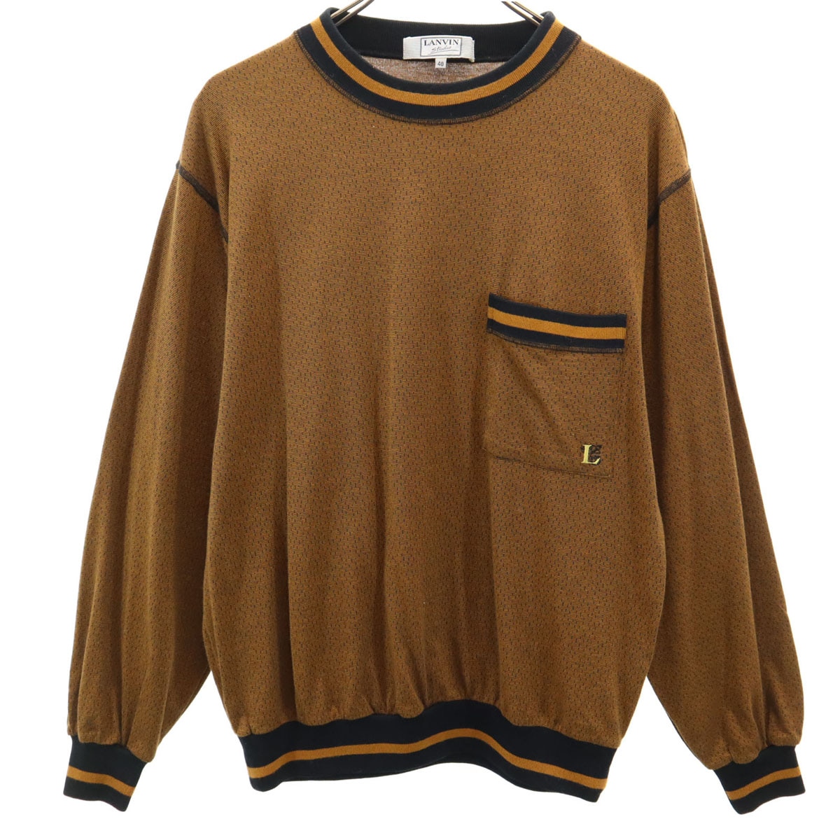 LANVIN STUDIO ランバンスタジオ 90s オールド 長袖 Tシャツ 48 ブラウン ロンT メンズ 古着