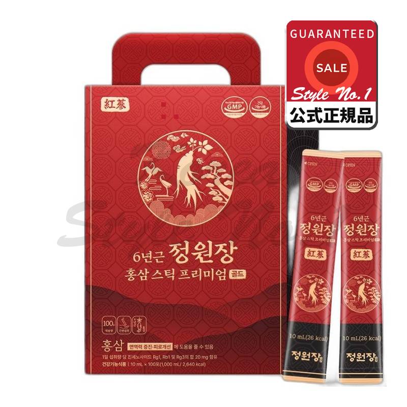 庭園長6年根紅参スティックプレミアムゴールド100回分1セット
