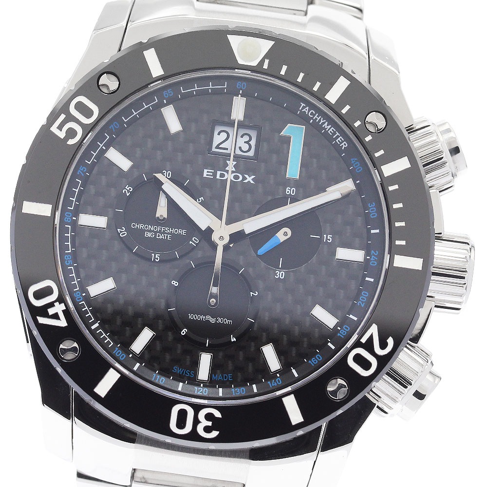 エドックス EDOX 10020 クロノオフショア1 クロノグラフ ビッグデイト クォーツ メンズ 良品 _900469【中古】