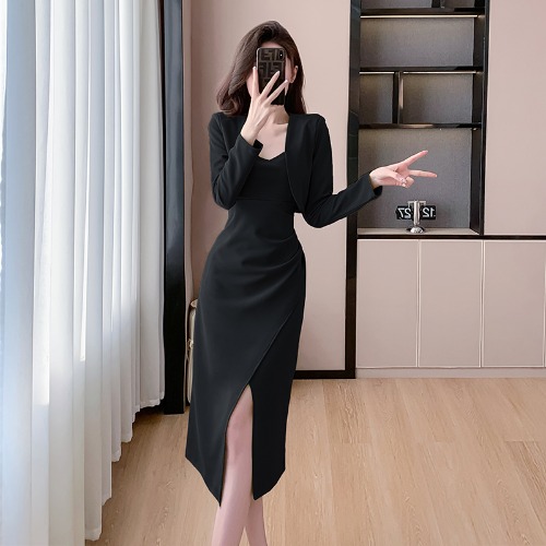 長袖ストールキャミソールヒップワンピース高級ドレス