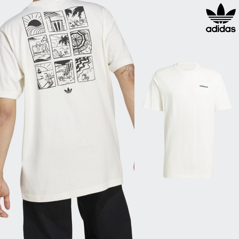 [ADIDAS] アディダス 半袖 ビーチデー Tシャツ ホワイト/ 80S BEACH T-SHIRT WHITE