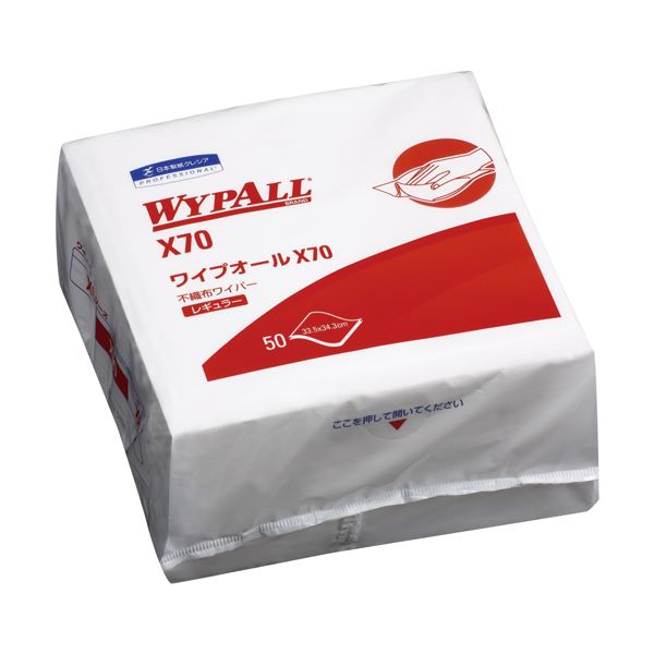 （まとめ）日本製紙クレシア ワイプオール X70 4つ折り 60570 1パック（50枚） (×5セット)