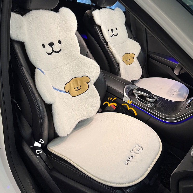 白ライン犬シートクッション快適なカーシートクッション冬ユニバーサルかわいい漫画シングルピース暖かいカークッション