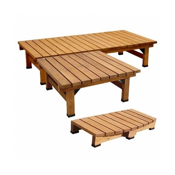 住まいスタイル デッキ縁台18058 3点セット ダークブラウン DE-18058-3PSET-DBR メーカー直送