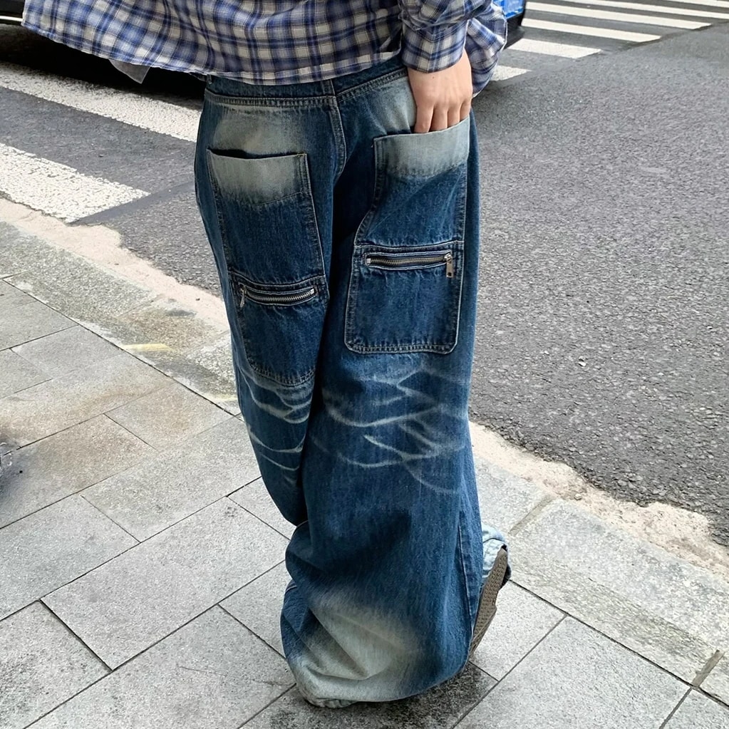 秋冬 韓国トレンドデニムパンツ ボトムス ジーンズ ファッション系スタイル ゆるダボ ジーンズ シルエットゆったり レディース カジュアル 春夏 メンズライク