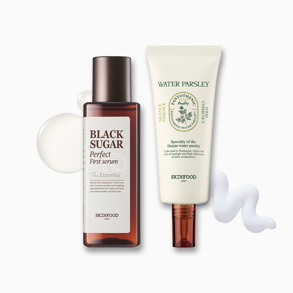 [スキンフード] [マーケット]ブラックシュガーファーストセラム150ml +パントテニックウォーターパセリエッセンス70ml 2種セット