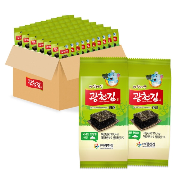 【廣川海苔】 廣川海苔 カリカリ 青のり 弁当海苔 3袋x24パック 全72袋 (1box) 韓国のり