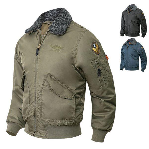 カラ털着脱USエアフォースワッペン航空パディングジャンパー作業服野商