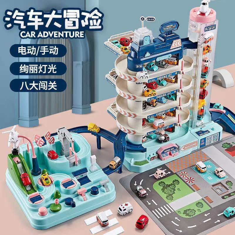 都市駐車場ビルディング照明音楽レベルを通過するビッグアドベンチャーエレクトリックリフティングトラック外国貿易おもちゃ