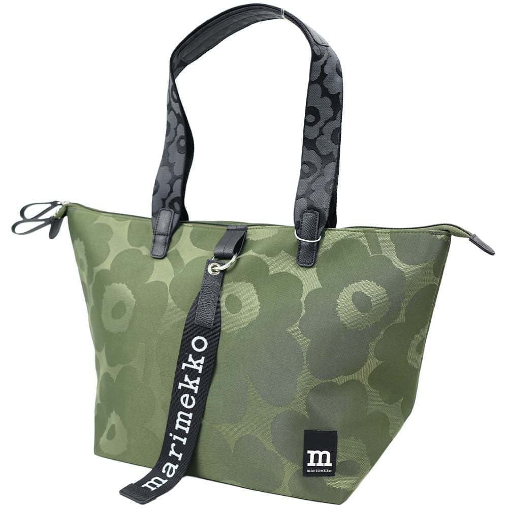マリメッコ トートバッグ レディース 肩掛け ファスナー式開閉 グリーン ライトグリーン 花柄 marimekko Tote M Unikko Shoulder bag 095309 660 0953