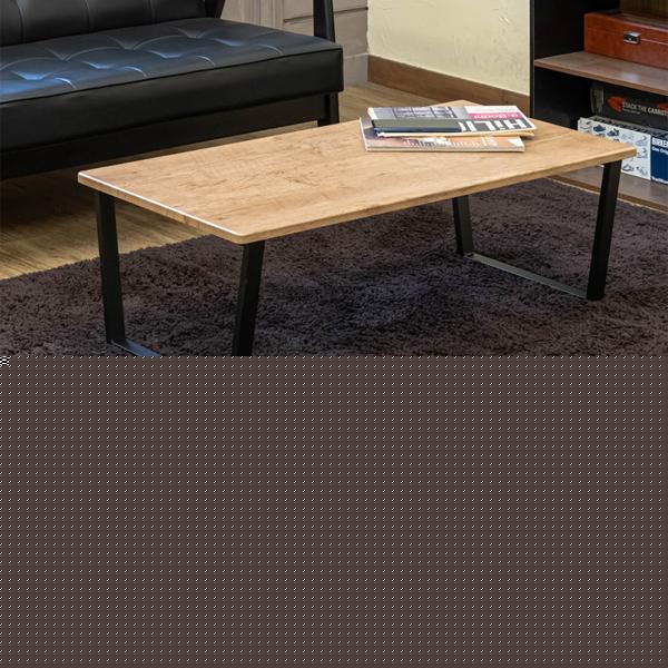 センターテーブル おしゃれ 木目 スチール 脚 異素材 長方形 90×45cm リビング ローテーブル 北欧 高級感 カフェ風 インテリア 西海岸風 ブルックリン