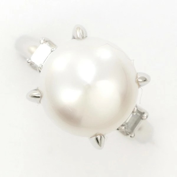 PT900 プラチナ リング 9号 パール(真珠) 約11mm ダイヤ 0.19 ジュエリー 中古