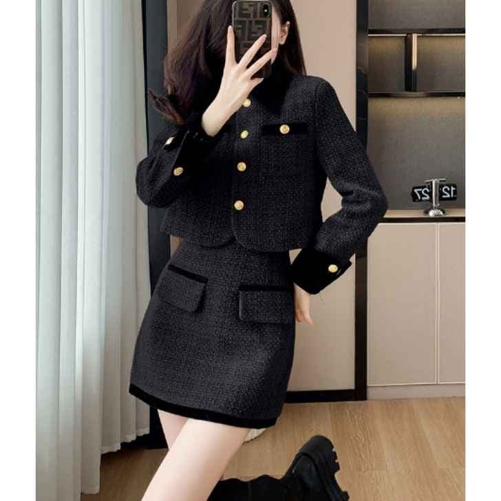 2点セット 長袖 セットアップ ジャケット コートトップス スカート スーツ 上下セット レディース ミニ丈 ショート丈 シンプル あったか インポート ビジネス オフィス カジュアル デート