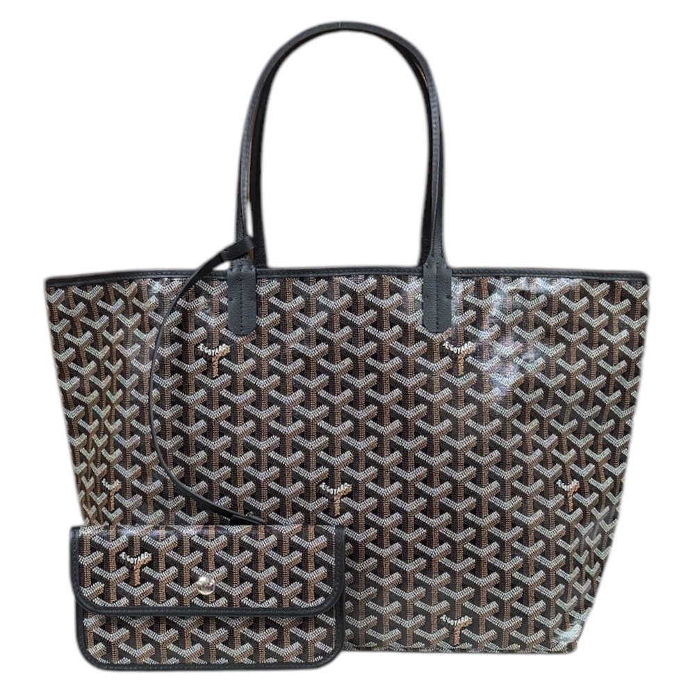 ゴヤール サンルイPM トートバッグ PVCコーティングキャンバス ブラック GOYARD 中古 美品