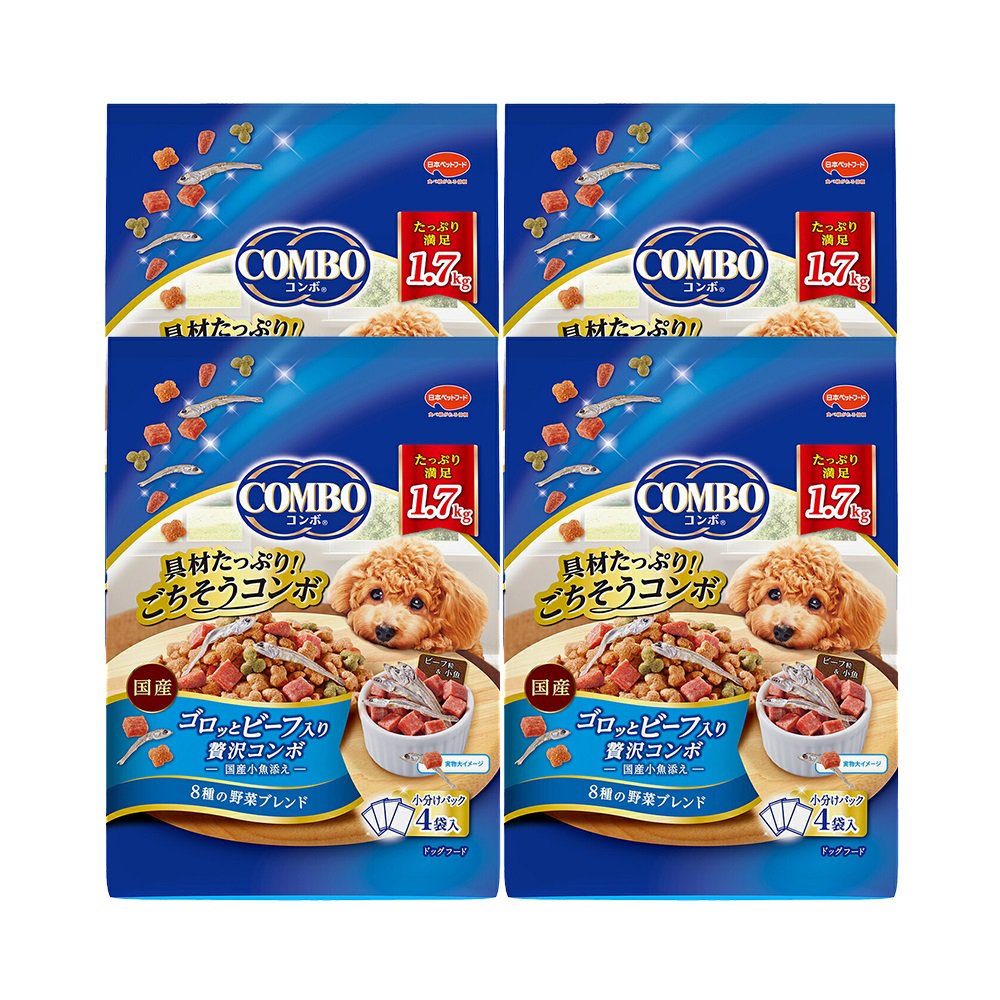 ドッグフード　コンボ　ドッグ　ゴロッとビーフ入り　１．７ｋｇ（４２５ｇX４袋）X４個　ＣＲＣ45―05―35―35―00