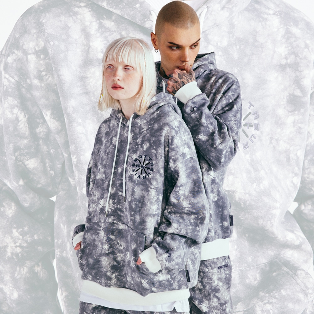 [UNISEX] [男女兼用] STONE PRINT HOODY OVERFIT 裏起毛 捺染 フ-ディ オーバーサイズ