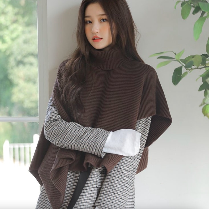 トップス セーター 着る毛布 ショールケープ 袖あり ドロップショルダー ハイネック ニット 厚手 レデイース 個性的 大人 可愛い シンプル 上品 ラブリー キュート ガーリー ルーズ 10代