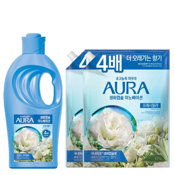 アウラ 生花カプセル 柔軟剤 フレッシュリリー 1L + 1.7L x 2個(贈呈品なくなり次第贈呈終了)