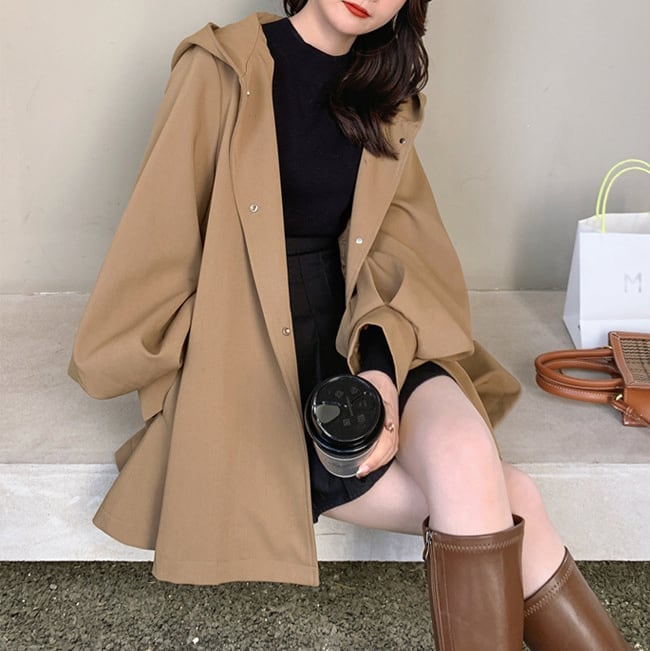 アウター 上着 パーカー フード付き マウンテンパーカー Ａライン オーバーサイズ ミドル丈