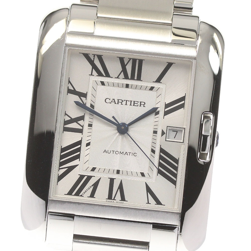 カルティエ CARTIER W5310008 タンクアングレーズ XL デイト 自動巻き メンズ 良品 保証書付き_823859【中古】