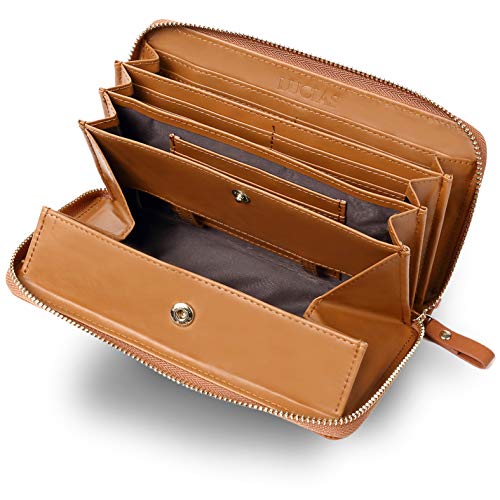 [モリナ] 牛革 長財布 ラウンドファスナー ギャルソンウォレット 大きく開く 小銭入れ メンズ レディース (キャメル)