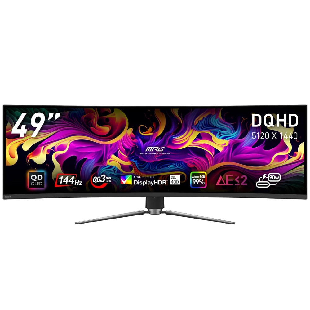 MSIエムエスアイ ゲーミング液晶ディスプレイ(49型/曲面型/QD-OLED/DQHD 5120×1440/144Hz/0.03ms/HDR400/HDMI2.1/DP1.4a/USB TYPE