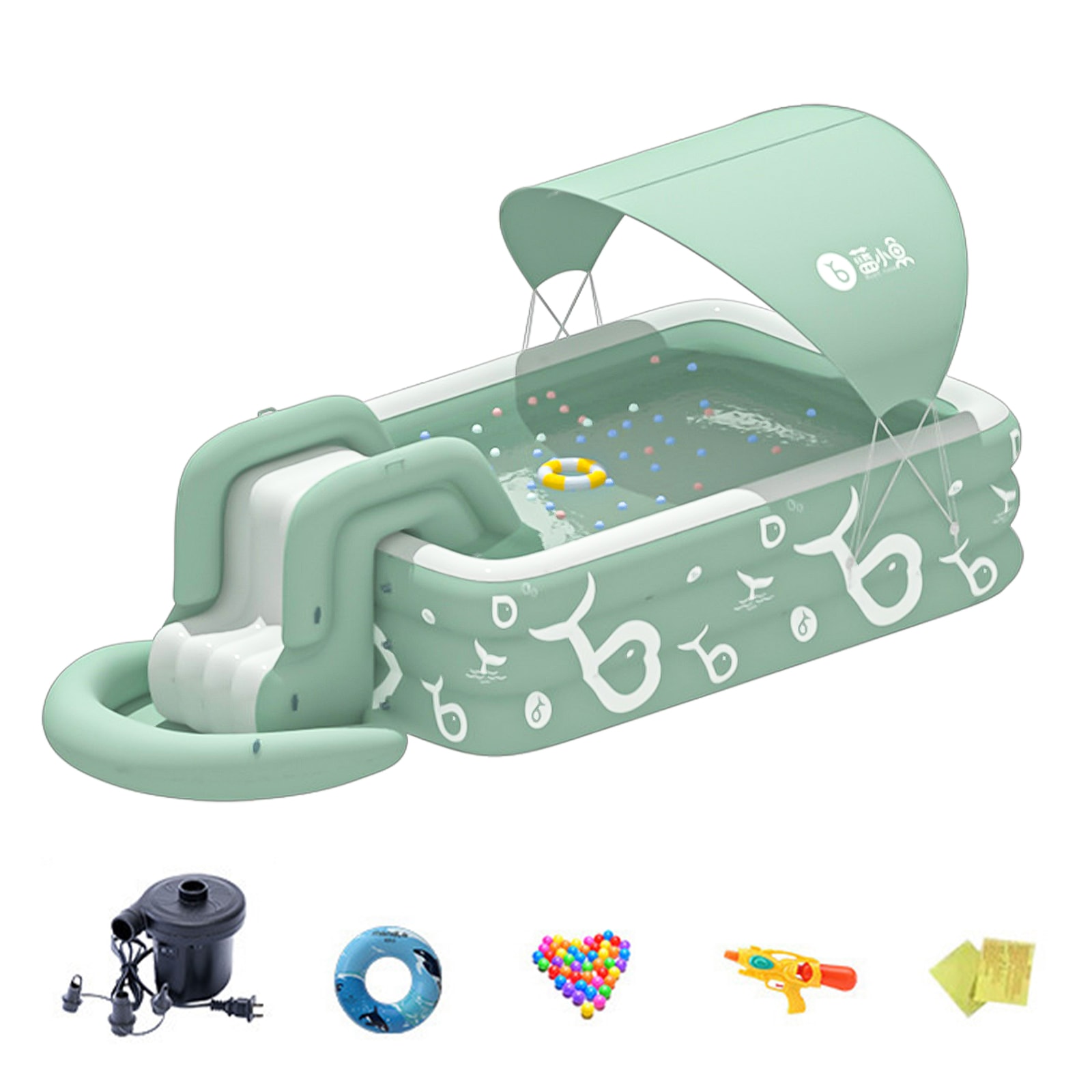 プール 滑り台付き 日よけカバー付き 屋根付き ベビー用 子供用プール 折りたたみ式 大型 水遊び コンパクト 3層 2.1m 2.6m