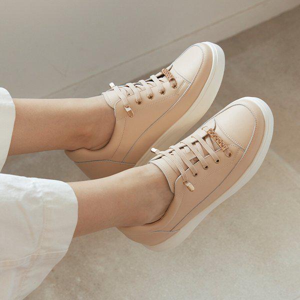 M.Gyu 牛革 厚底スニーカー ピンクベージュ 516523312AP