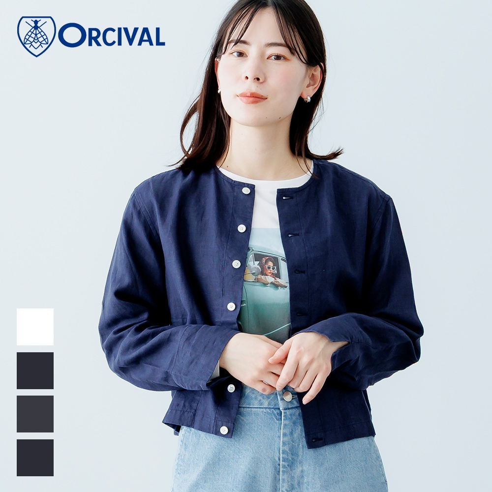 【2026春夏】オーシバル / オーチバル ORCIVAL リネンクルーネックカーディガン OR-A0783YLM 長袖 麻 カットソー レディース コンパクト 日焼け対策 冷房対策 2026SS