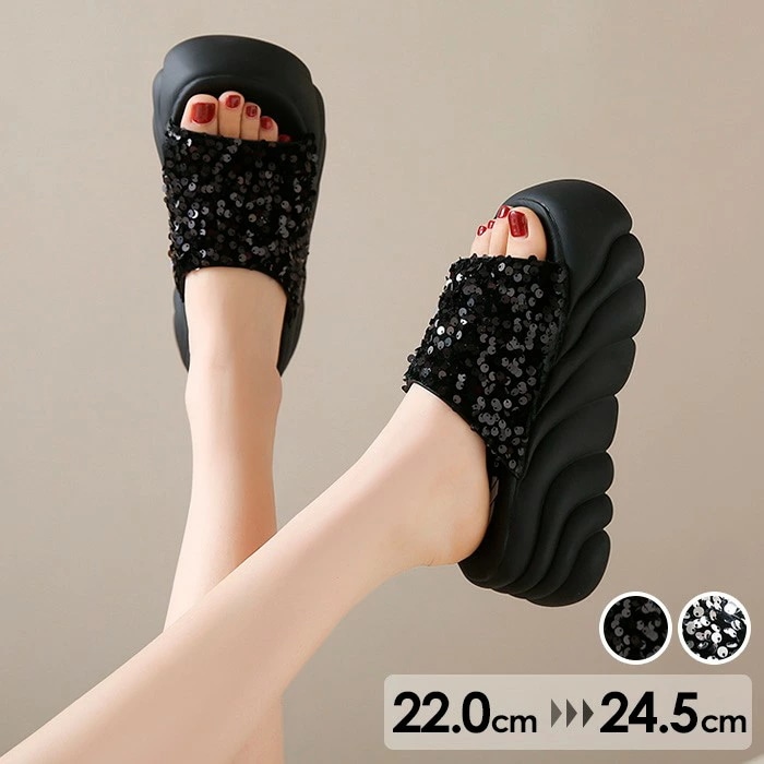 サンダル レディース 厚底 厚底サンダル キラキラ 可愛い ヒール7cm プラットフォーム シルバー ブラック 黒 小さいサイズ 22.0 22.5 23.0 23.5 24.0 24.5 オシャレ