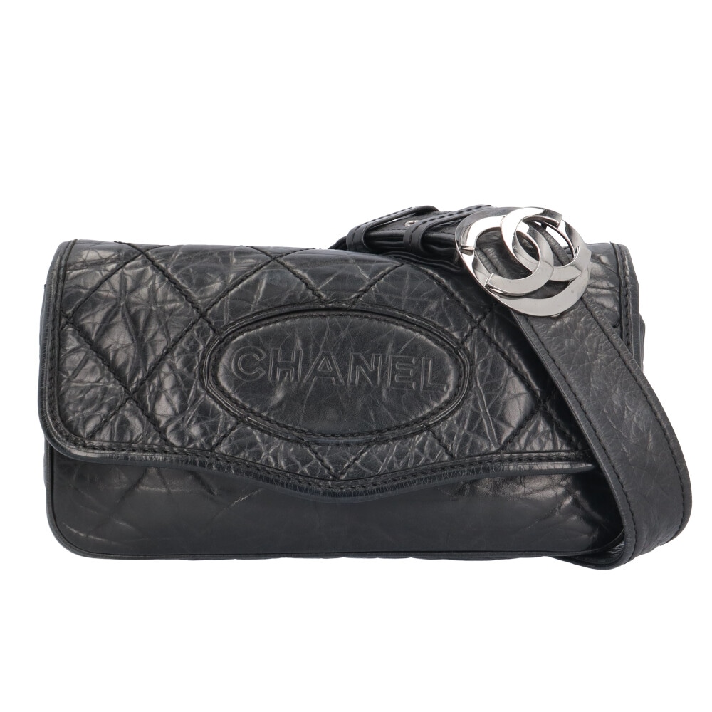 シャネル ココマーク ショルダーバッグ レザー ブラック CHANEL 中古