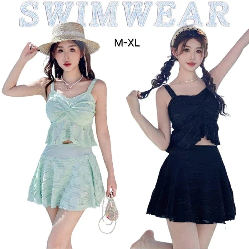 【20点セット】7月の新作特典可愛い 体型カバー タンキニ 水着 レディース セパレート 小胸 胸盛れる 黒 白 緑 キャミソール 水着 女の子 中学生 高校生 10代 20代 韓国 水着 水着大人