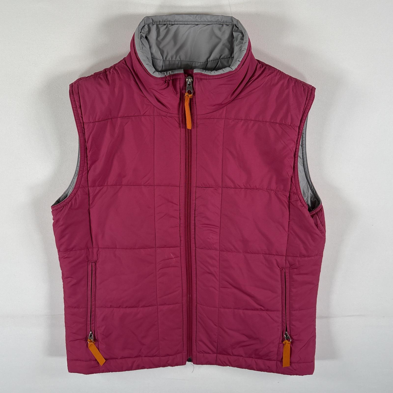 古着 ナイロン中綿ベスト キルティング フルジップ チョッキ ジレ アウトドア M ピンク レディース