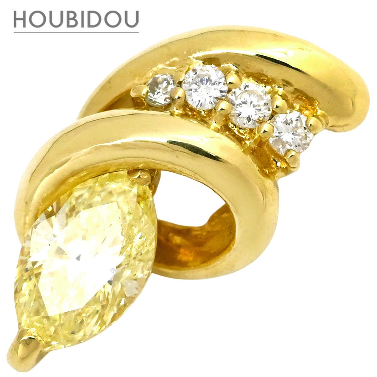 ペンダントトップ イエローダイヤ 0.441ct イエローゴールド ネックレストップ Au750 18K 【中古】