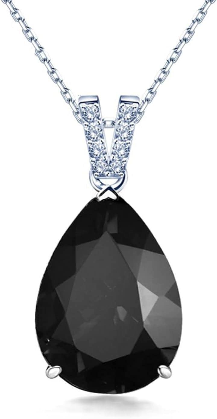 LUCKY 水滴がたれる レディース 925 シルバー ネックレス ペンダント 誕生日 誕生石 40+5cm チェーン( 合成メノウ)