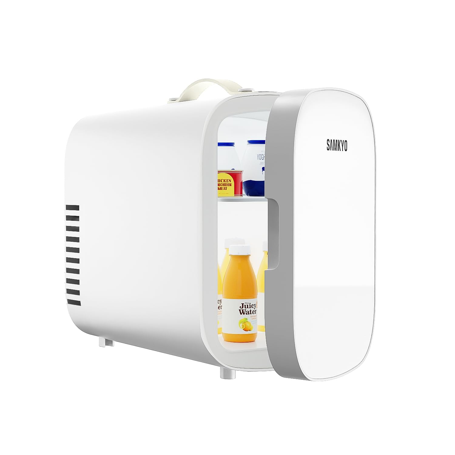 SAMKYO 小型冷蔵庫 6L ミニ冷蔵庫 冷蔵庫 小型 一人暮らし 冷温庫 車載用 家庭用 コンパクト 超軽量 持ち運び便利 省エネ 静音 AC/DC給電 MU60 ホワイト